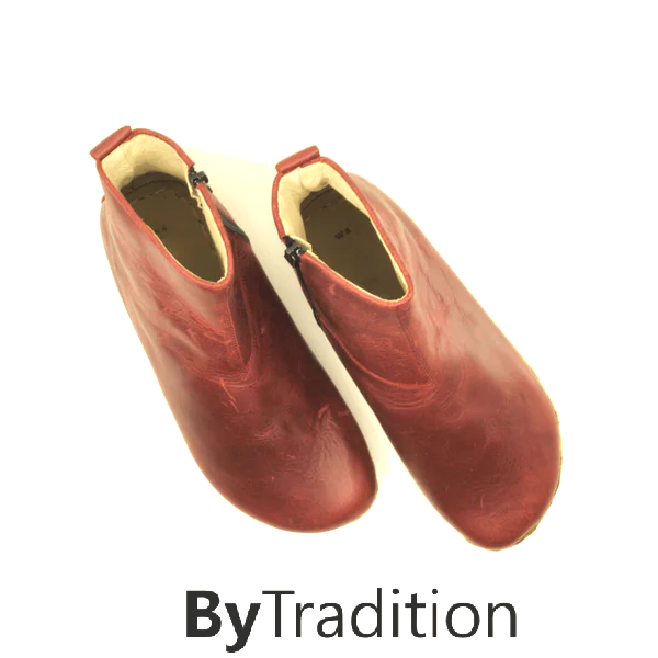 Short zipper boot - Natural and custom barefoot - Bordeaux red