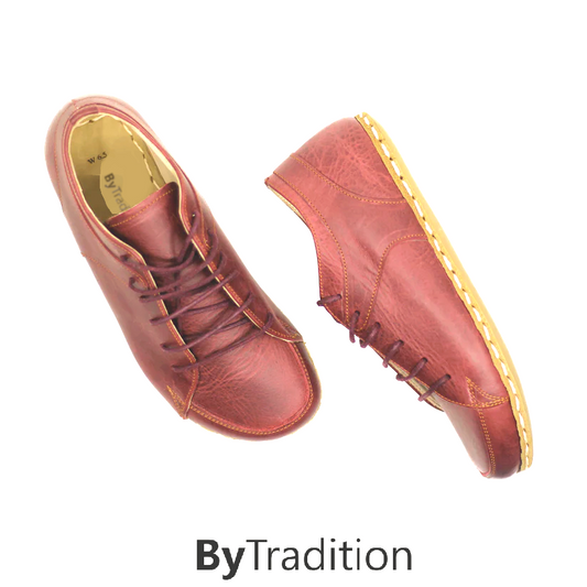 Sneaker - Copper rivet - Natural and custom barefoot - Burgundy red