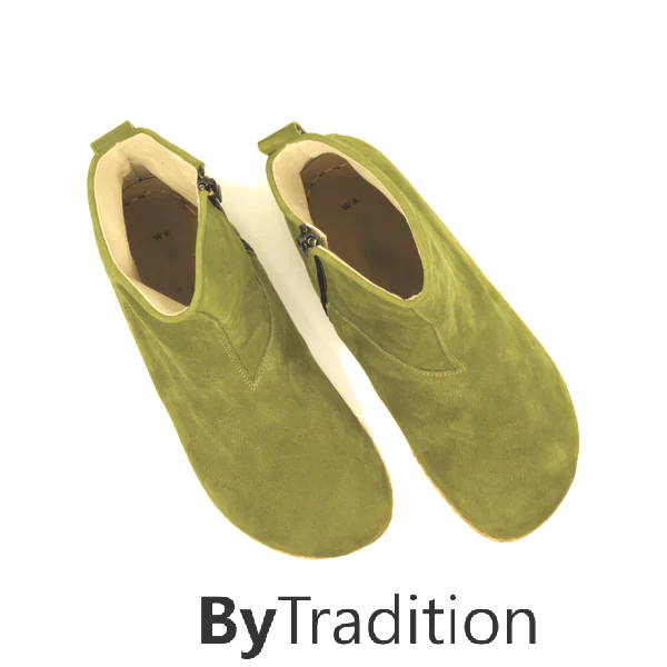 Short zipper boot - Natural and custom barefoot - Green - Nubuck - Man