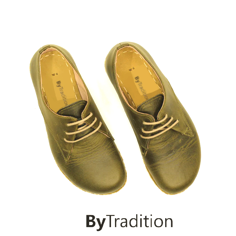Lace-up shoe - Copper rivet - Natural and custom barefoot - Army green