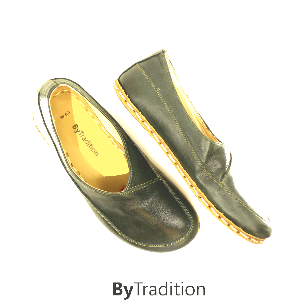 Loafer - Copper rivet - Natural and custom barefoot - Toledo green