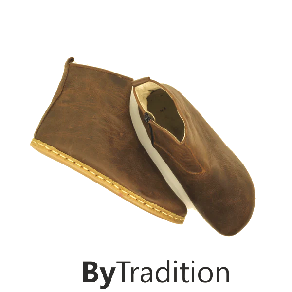 Short zipper boot - Natural and custom barefoot - Nut brown - Man
