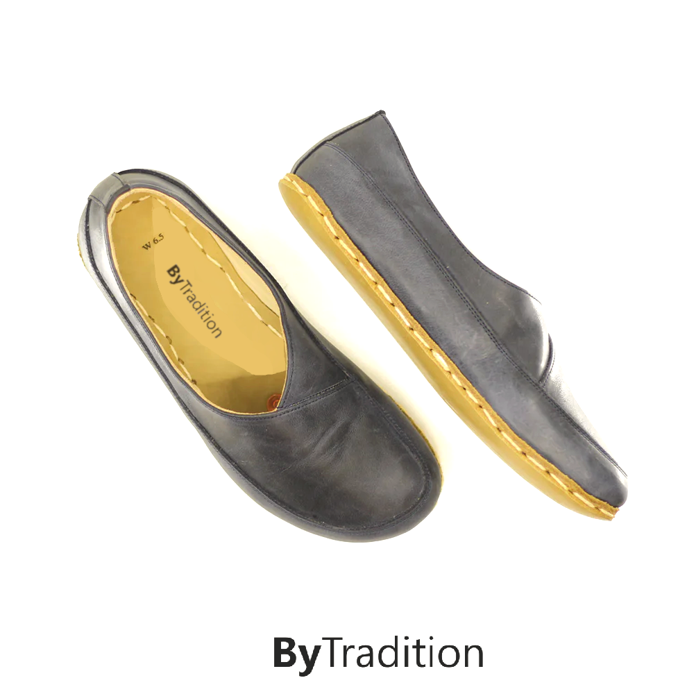 Loafer - Copper rivet - Natural and custom barefoot - Navy blue