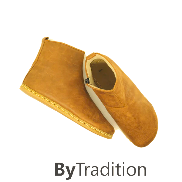 Short zipper boot - Natural and custom barefoot - Matte brown