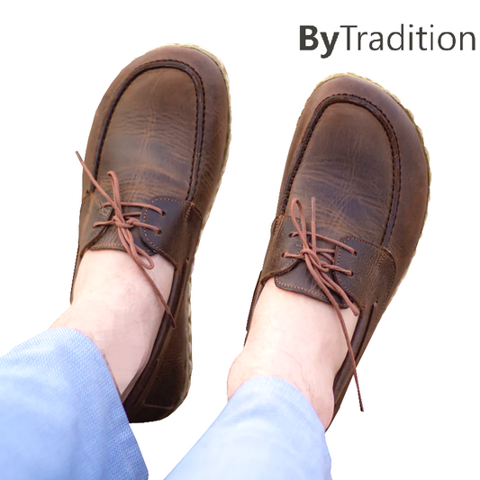 Boat shoe - Copper rivet - Natural and custom barefoot - Nut brown - Man