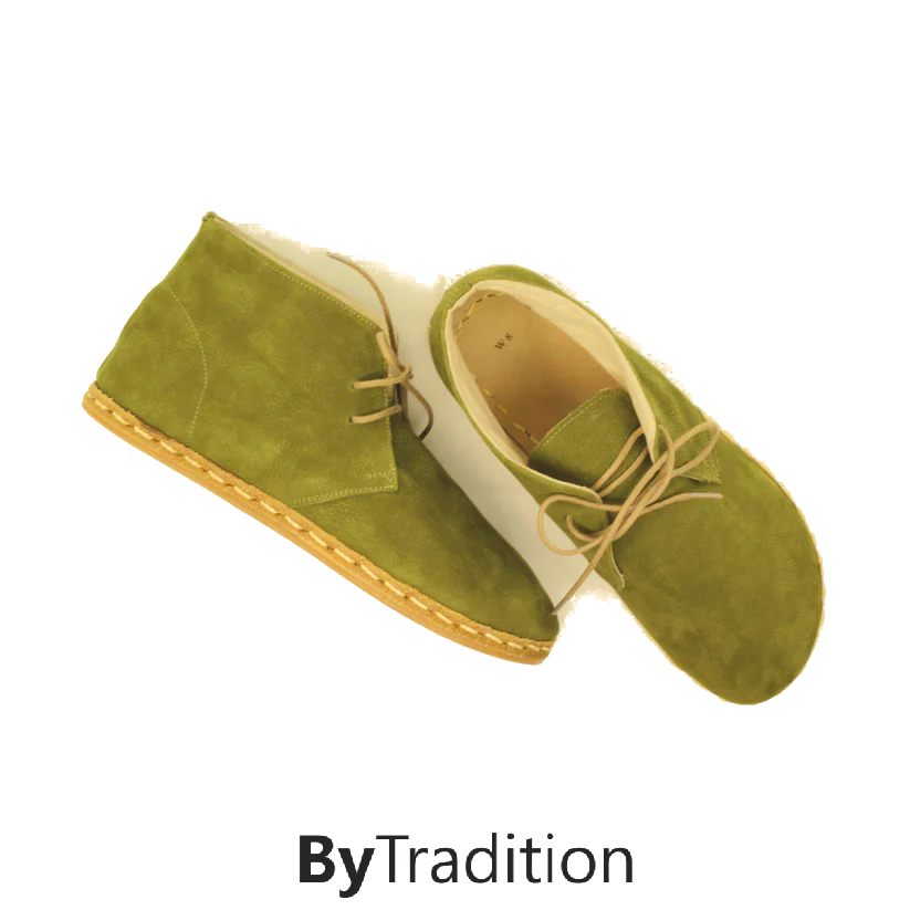 High lace-up shoe - Natural and custom barefoot - Green - Nubuck