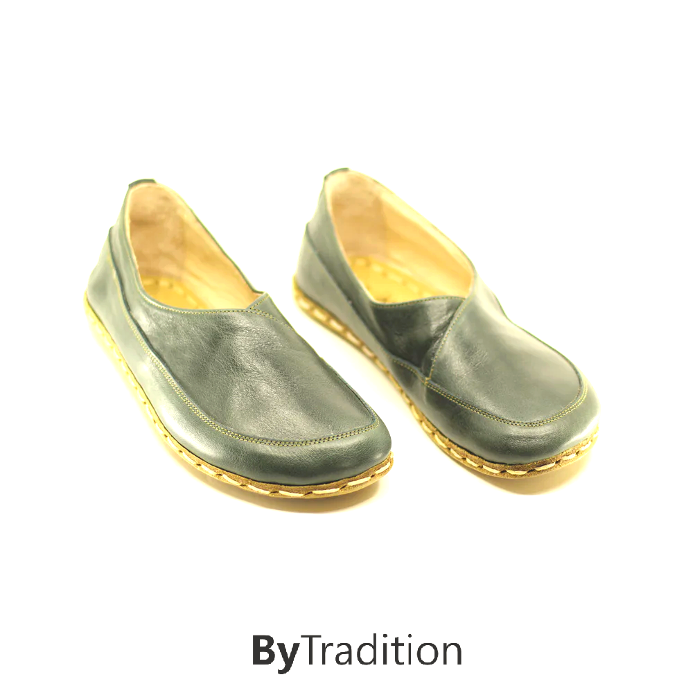 Loafer - Copper rivet - Natural and custom barefoot - Toledo green