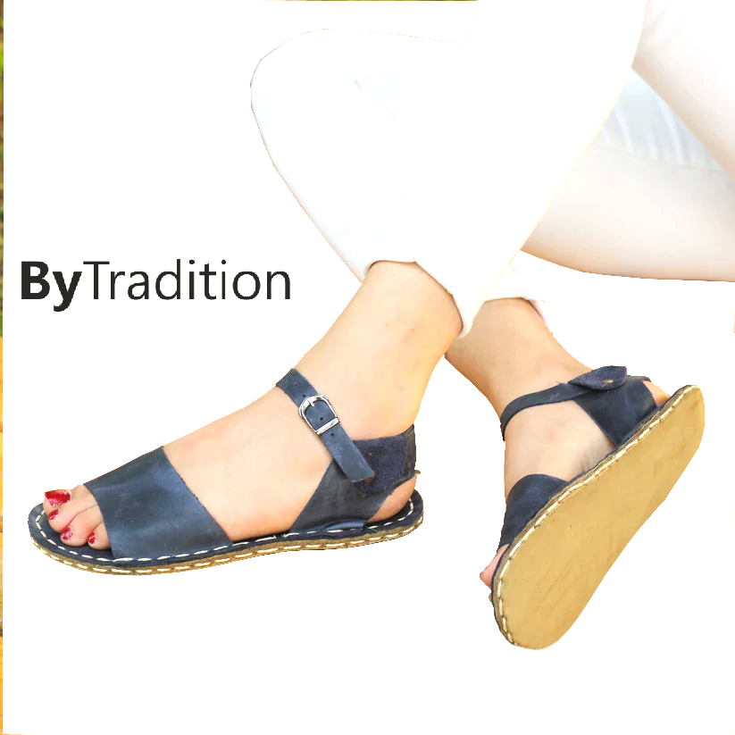Sandal - Strap - Natural and custom barefoot - Navy blue