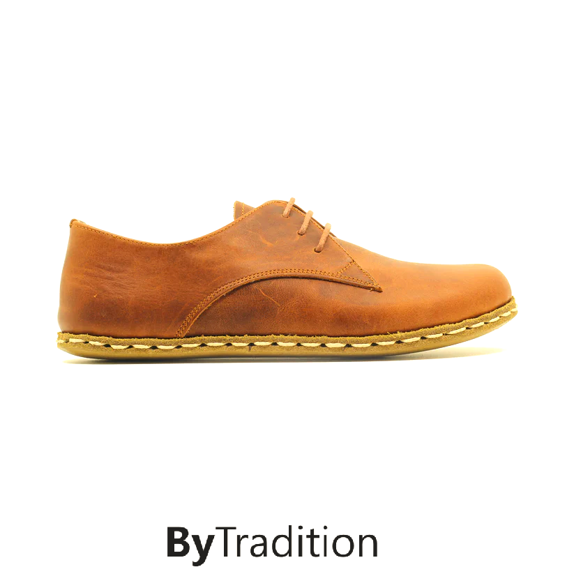 Lace-up shoe - Copper rivet - Natural and custom barefoot - New brown - Man