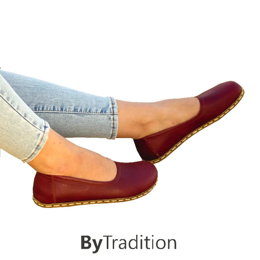 Loafer - Pumps - Copper rivet - Natural and custom barefoot - Burgundy