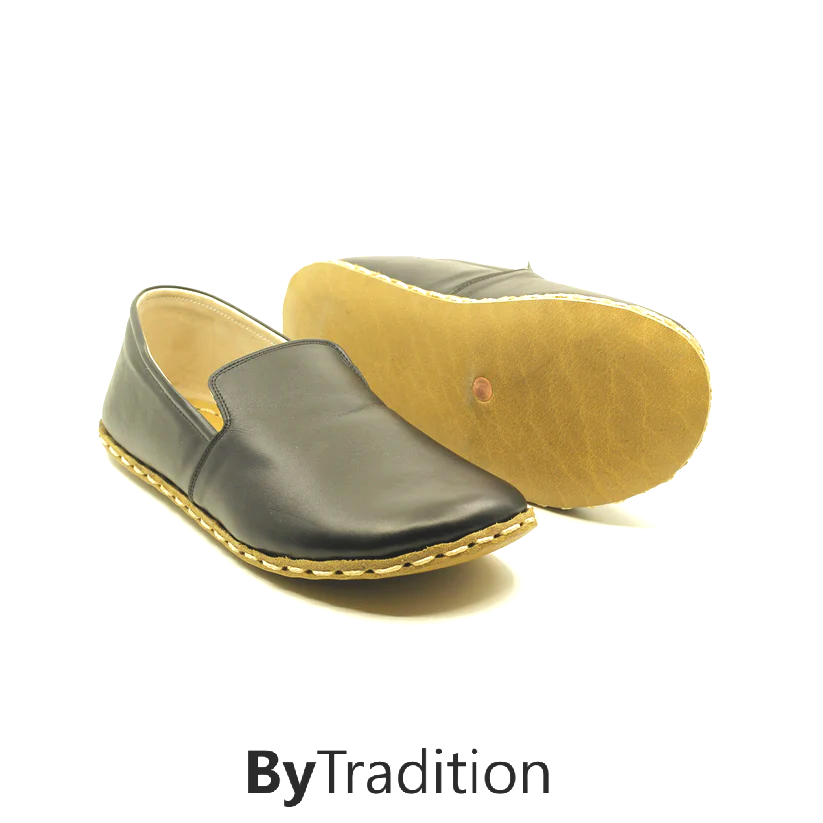 Loafer classic - Copper rivet - Natural and custom barefoot - Black