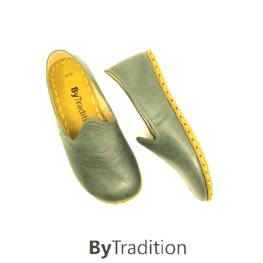 Loafer - Sporty - Copper rivet - Natural and custom barefoot - Toledo green