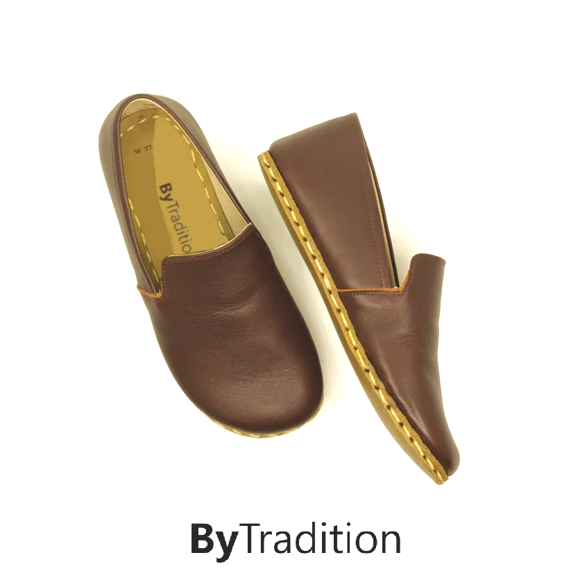 Classic loafer - Copper rivet - Natural and custom barefoot - Dark brown