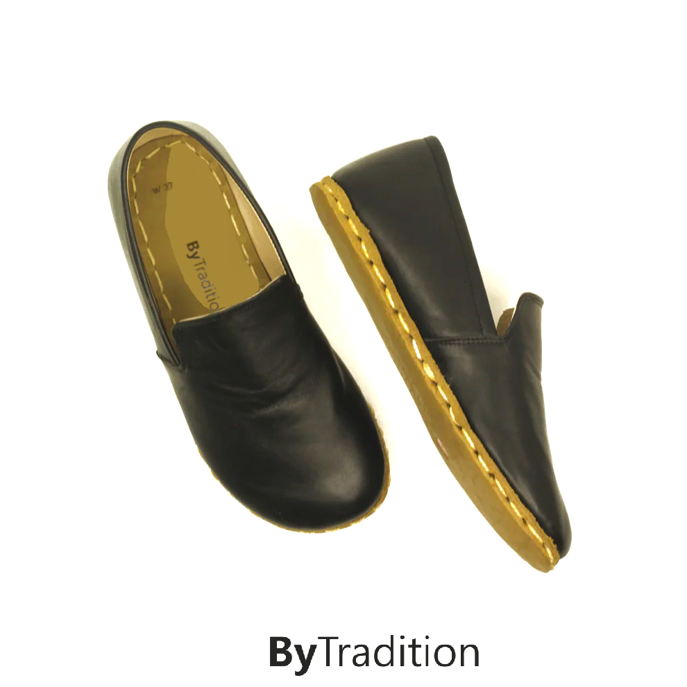 Loafer classic - Copper rivet - Natural and custom barefoot - Black