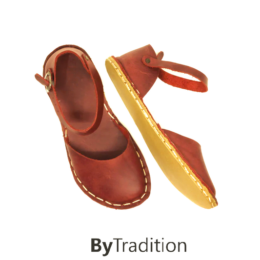 Sandal - Closed toe - Natural and custom barefoot - Bordeaux red