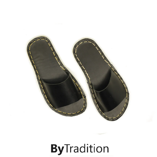 Slipper - Fixed strap - Barefoot - Black - Man