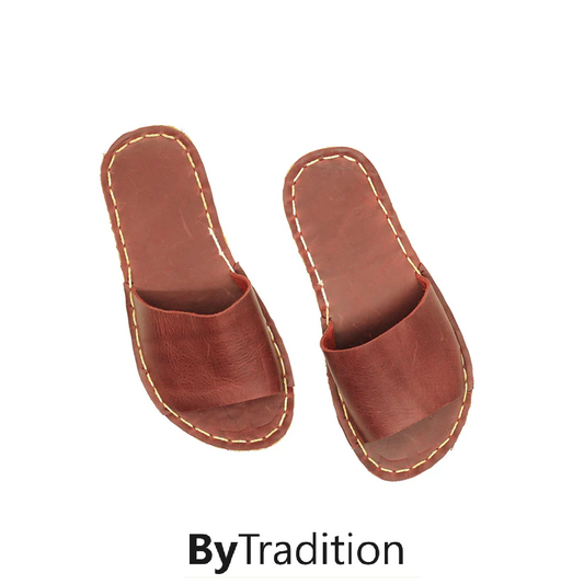 Slipper - Fixed strap - Natural and custom barefoot - Burgundy red - Man