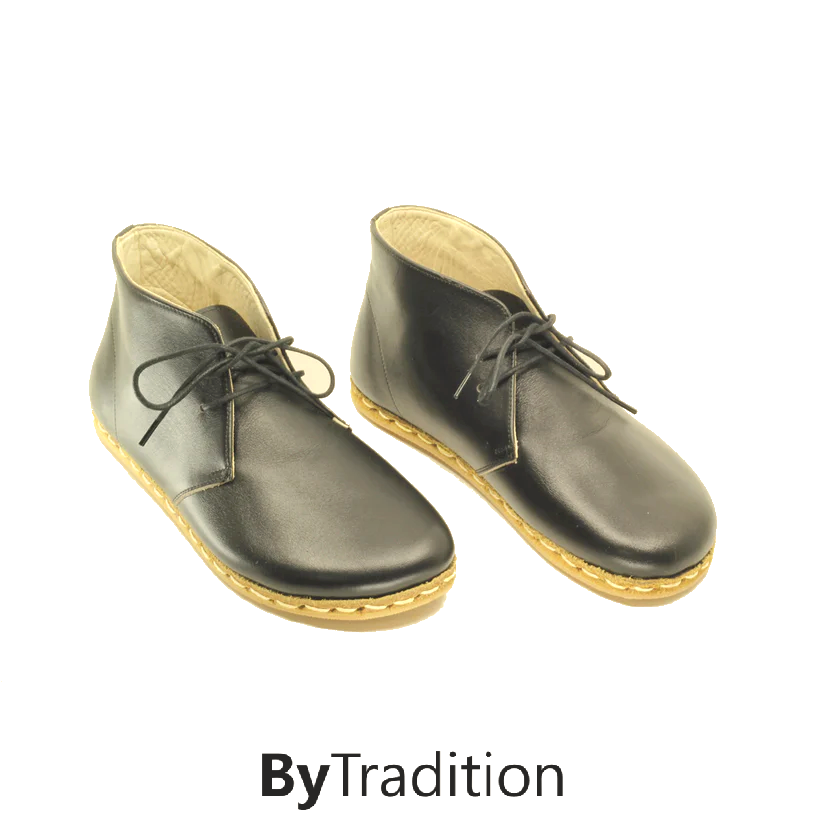 High lace-up shoe - Natural and custom barefoot - Black - Man