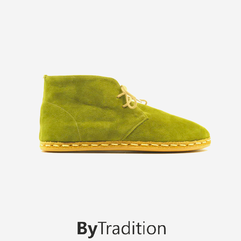 High lace-up shoe - Natural and custom barefoot - Green - Nubuck - Man