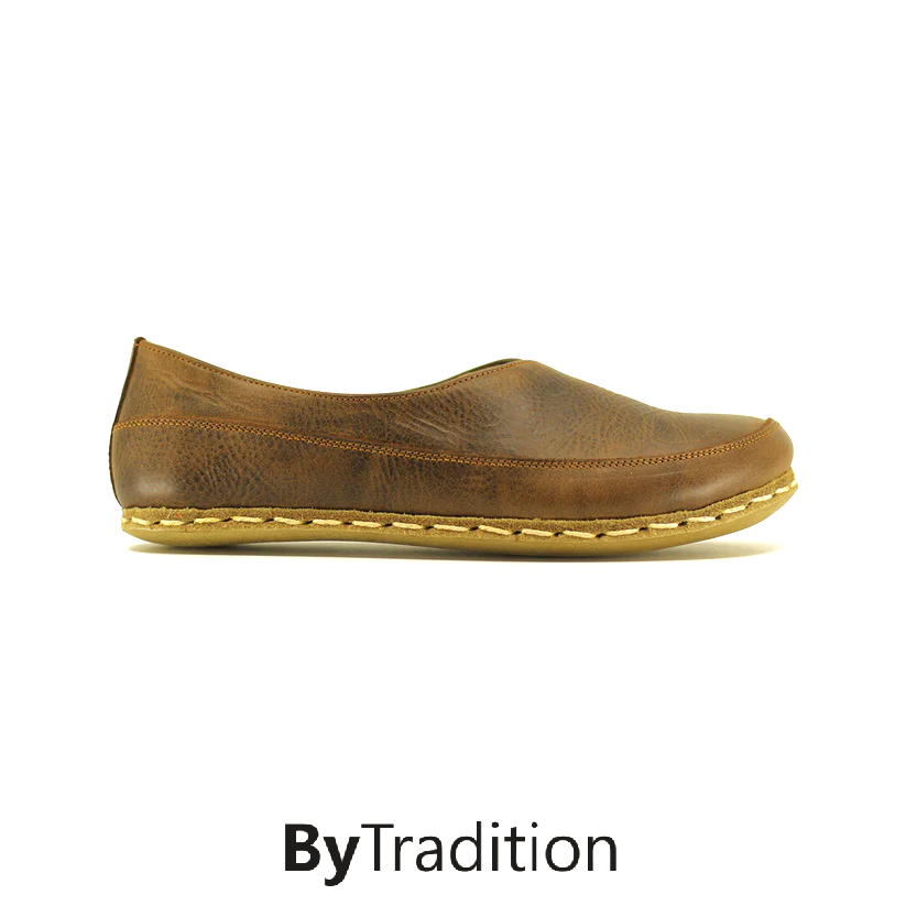 Loafer - Copper rivet - Natural and custom barefoot - Nut brown