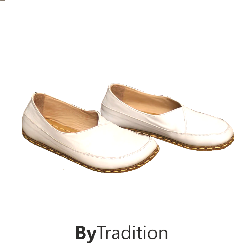 Loafer - Copper rivet - Natural and custom barefoot - White